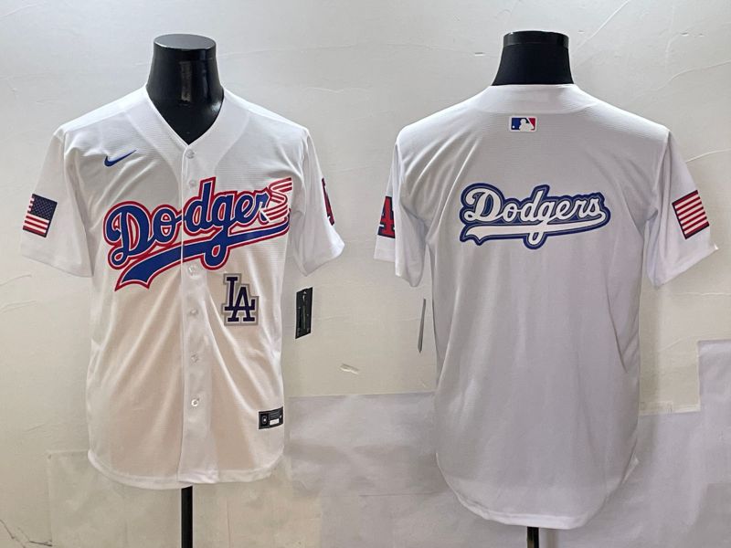 Men Los Angeles Dodgers Blank White national flag second generation joint name Nike 2025 MLB Jersey style 18->los angeles dodgers->MLB Jersey